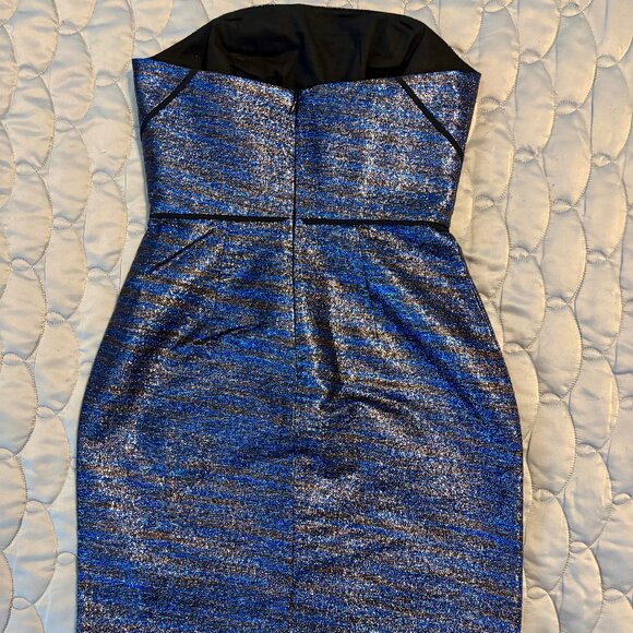 NWT J. Crew Collection Metallic Strapless Blue Black Evening Mini Dress… - Picture 3 of 8